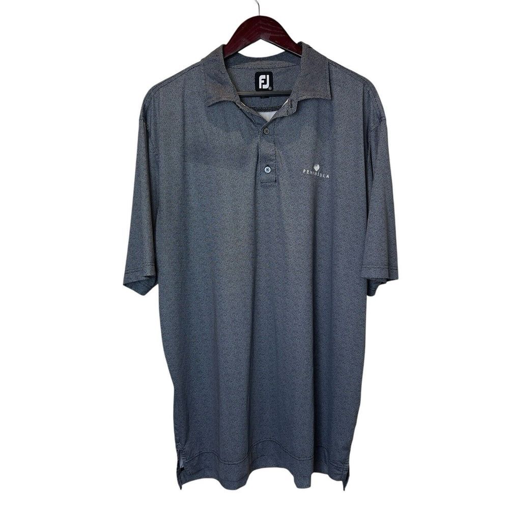 Footjoy‎ Polo Shirt Peninsula Golf Club Logo Mens XL Black Micro Dot Performance